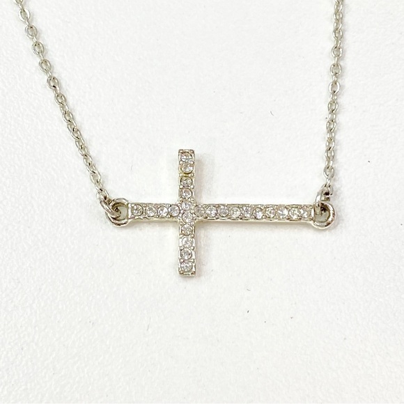 {4 for $20} Express Rhinestone Cross Pendant Silver Tone Necklace - Picture 1 of 9